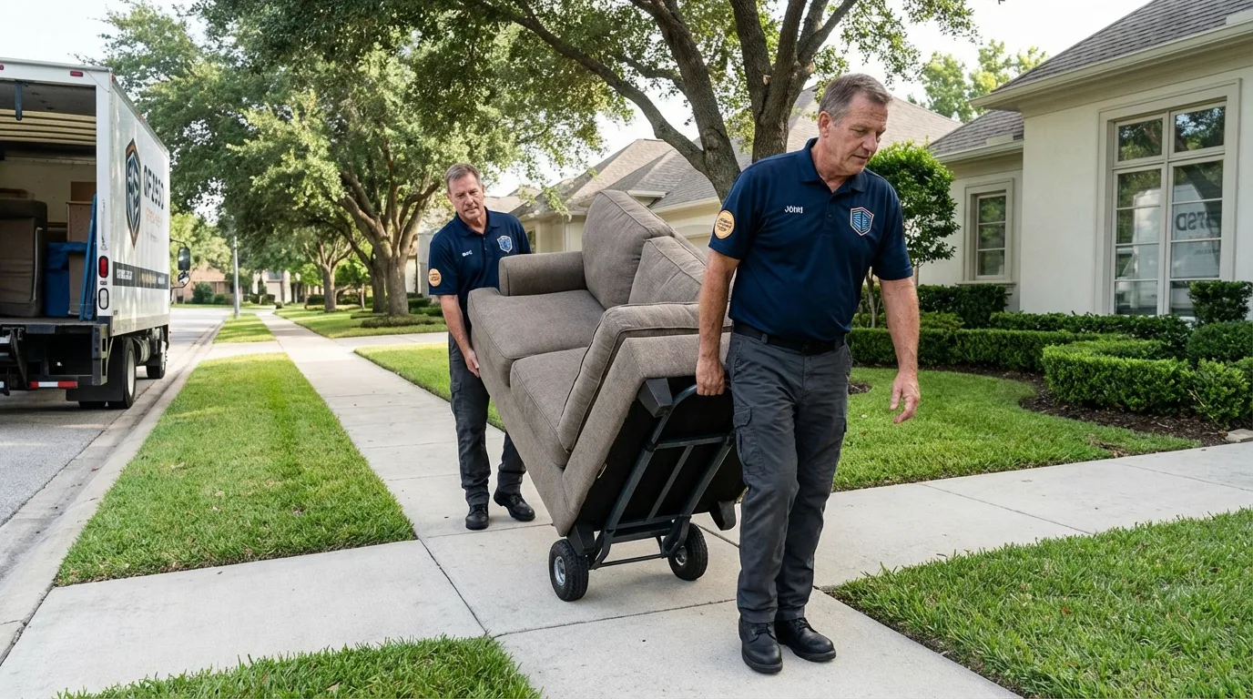 Local residential moving crew loading furniture in Fall River, WI